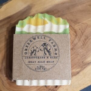 Lemongrass & Sage Goat Milk Soap - Green and Cream